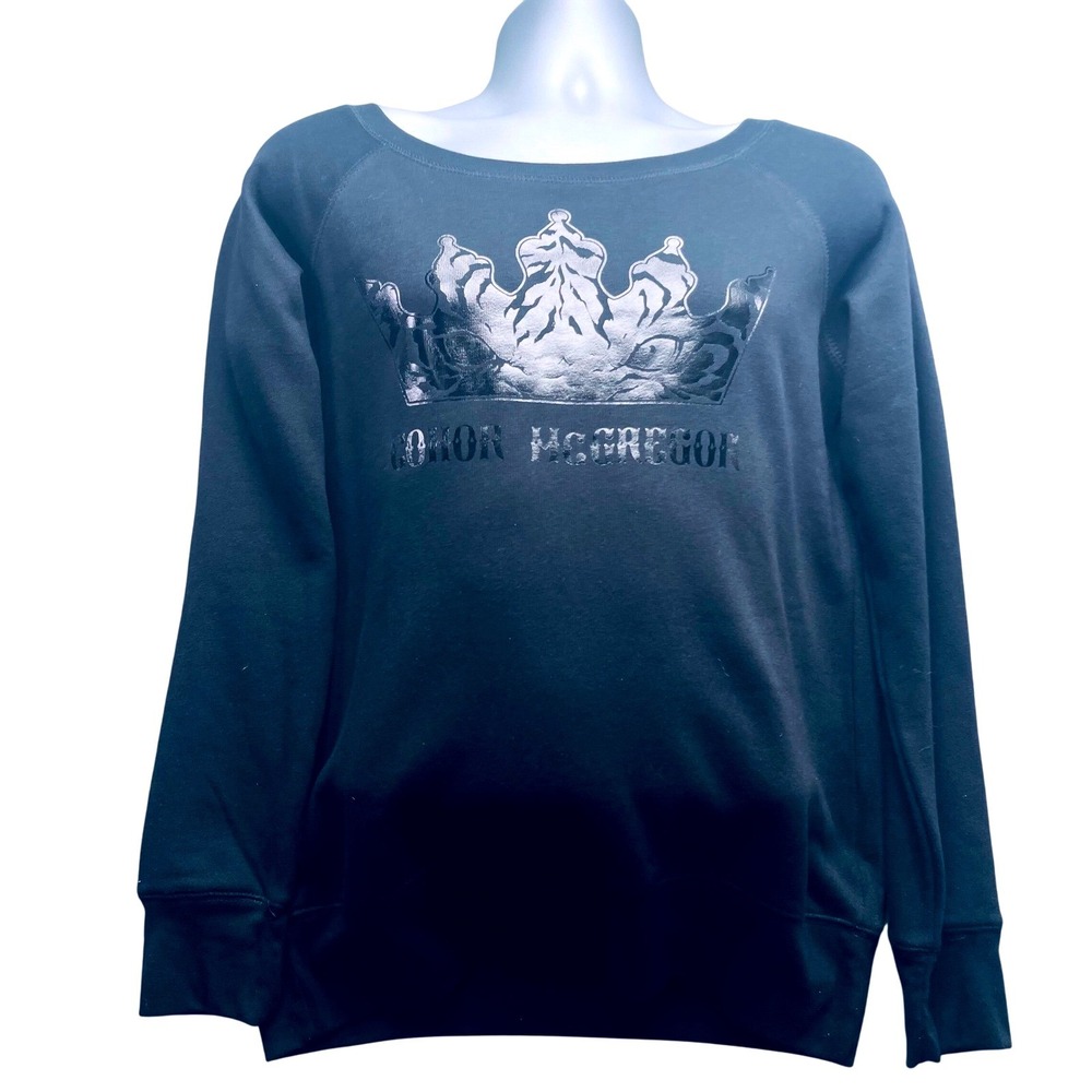 UFC Women Sweatshirt Conor McGregor Black Cotton Blend L MMA Fan Gear Pullover